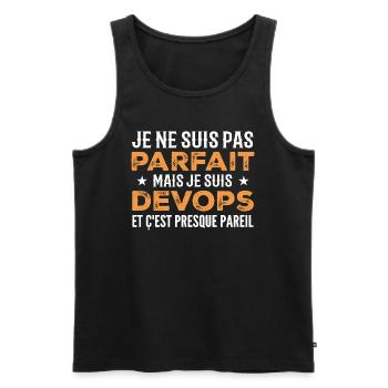 Je Ne Suis Pas Parfait Mais Je Suis Devops - Débardeur bio Premium Homme - noir - Devant - Michal (187cm)