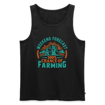 Prévisions du week-end 100% de chances d’agriculture - Débardeur bio Premium Homme - noir - Devant - AI Model Male 178 light (178cm)