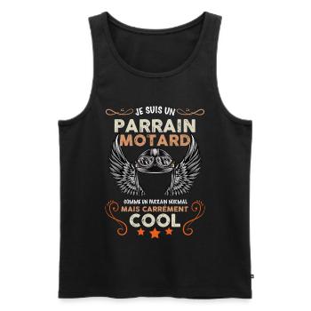 Parrain Motard Trop Cool - Débardeur bio Premium Homme - noir - Devant - Michal (187cm)