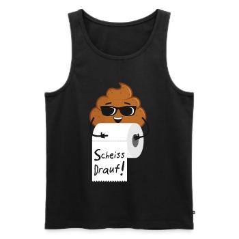 Scheiß drauf Lustiger Spruch Klopapier WC Klo - Männer Premium Bio Tank Top - Schwarz - Vorne - Michal (187cm)