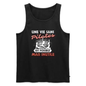 Pilates - Débardeur bio Premium Homme - noir - Devant - Michal (187cm)