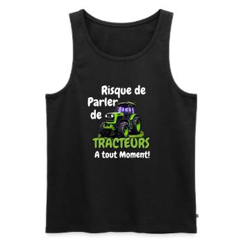 Risque de parler de tracteurs a tout Moment - Débardeur bio Premium Homme - noir - Devant - Michal (187cm)