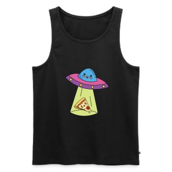 Ufo Pizza Comic Filles mignonnes mecs - Débardeur bio Premium Homme - noir - Devant - Michal (187cm)