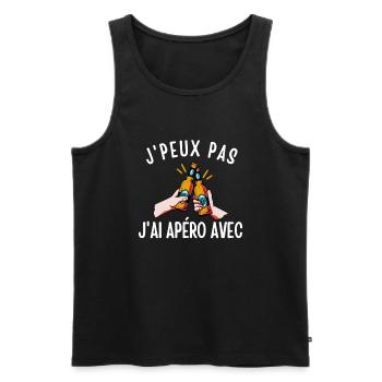 J'peux pas j'ai Apéro Humour personnalisé - Débardeur bio Premium Homme - noir - Devant - Michal (187cm)