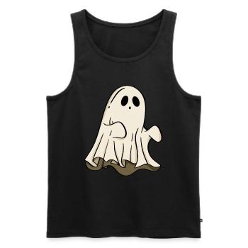Halloween fantôme - Débardeur bio Premium Homme - noir - Devant - Michal (187cm)