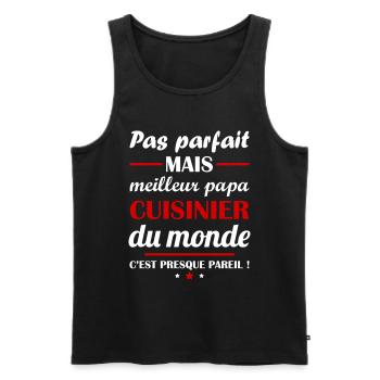 Pas parfait mais meilleur papa cuisinier du monde - Débardeur bio Premium Homme - noir - Devant - Michal (187cm)