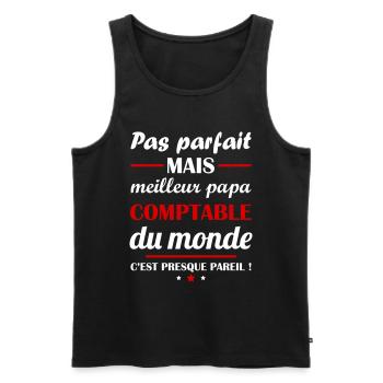 Pas parfait mais meilleur papa comptable du monde - Débardeur bio Premium Homme - noir - Devant - Michal (187cm)
