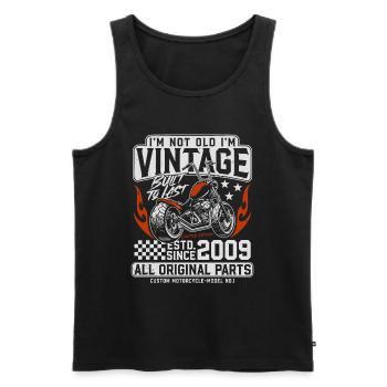 2009 Vintage Vintage Anniversaire Cadeau Moto - Débardeur bio Premium Homme - noir - Devant - AI Model Male 178 light (178cm)
