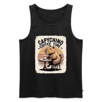 Capychino Coffee Time - Men's Premium Organic Tank Top - black - Front - Michal (187cm)