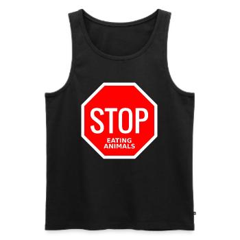 Stop Eating Animals - Männer Premium Bio Tank Top - Schwarz - Vorne - AI Model Male 178 light (178cm)