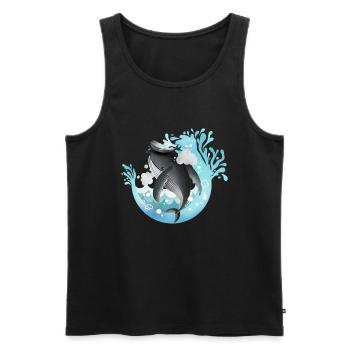 Tauch Dive Humpbacks - Buckelwale - Männer Premium Bio Tank Top - Schwarz - Vorne - AI Model Male 178 light (178cm)