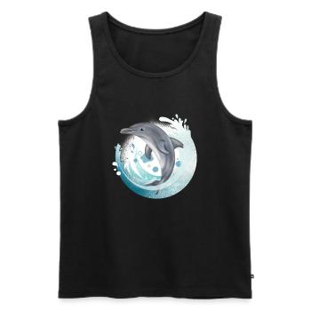 Tauch Dive Dolphin - Delfin - Men's Premium Organic Tank Top - black - Front - AI Model Male 178 light (178cm)
