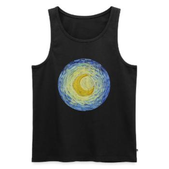 Mond Vincent van Gogh Starry Night Sternennacht - Männer Premium Bio Tank Top - Schwarz - Vorne - AI Model Male 178 light (178cm)
