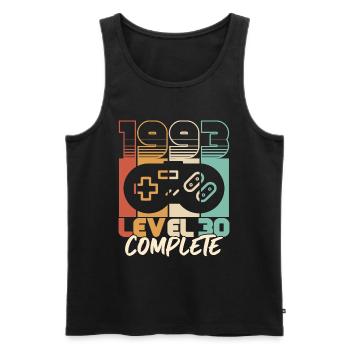 30e anniversaire né en 1993 Niveau 30 Complet - Débardeur bio Premium Homme - noir - Devant - Michal (187cm)