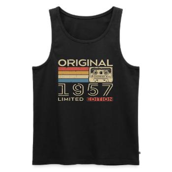 1957 Retro 1957 Geburtstagsgeschenk - Jahrgang 1957 - Männer Premium Bio Tank Top - Schwarz - Vorne - Michal (187cm)