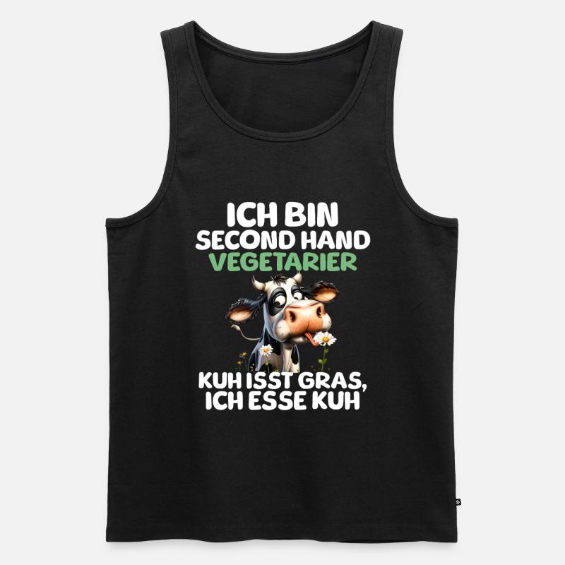 Second Hand Vegetarier - Männer Premium Bio Tank Top - Schwarz