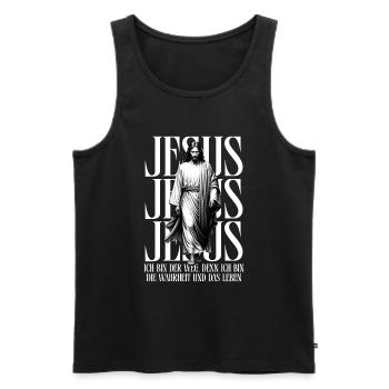 Jesus the Way - Men's Premium Organic Tank Top - black - Front - AI Model Male 178 light (178cm)