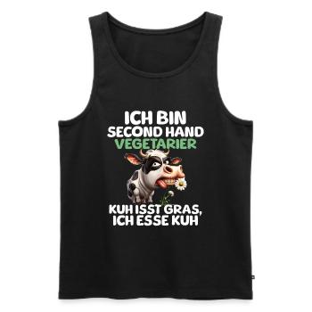 Second Hand Vegetarier - Männer Premium Bio Tank Top - Schwarz - Vorne - AI Model Male 178 light (178cm)