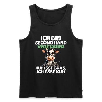 Second Hand Vegetarier - Männer Premium Bio Tank Top - Schwarz - Vorne - AI Model Male 178 light (178cm)