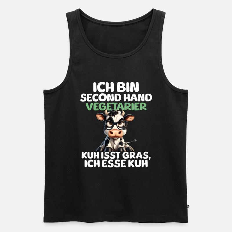 Second Hand Vegetarier - Männer Premium Bio Tank Top - Schwarz