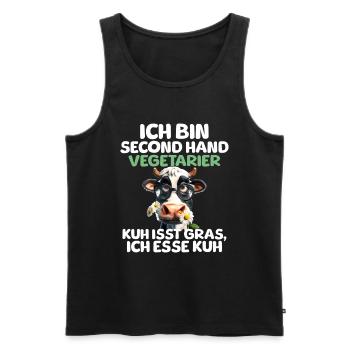 Second Hand Vegetarier - Männer Premium Bio Tank Top - Schwarz - Vorne - AI Model Male 178 light (178cm)