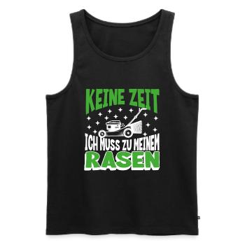Keine Zeit, ich muss zu meinem Rasen - Männer Premium Bio Tank Top - Schwarz - Vorne - AI Model Male 178 light (178cm)