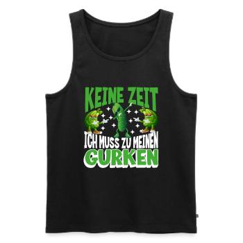 Funny cucumber gardener saying design for vegetables - Men's Premium Organic Tank Top - black - Front - Michal (187cm)