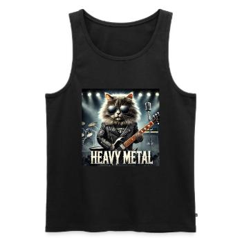 Heavy Metal Cat with Guitar - Men's Premium Organic Tank Top - black - Front - AI Model Male 178 light (178cm)