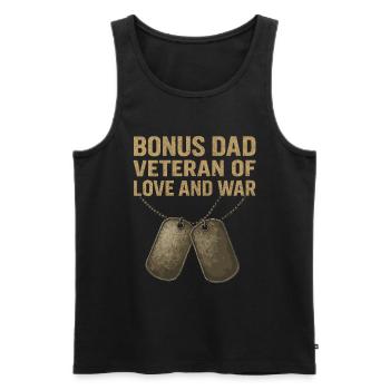 Bonus Dad - Veteran with Dogtags - Men's Premium Organic Tank Top - black - Front - Michal (187cm)
