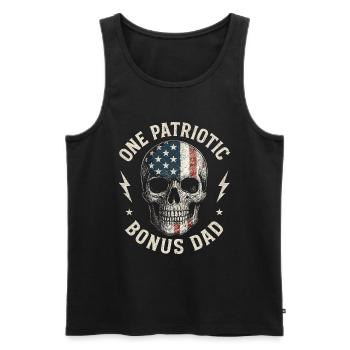 Bonus Dad with Flag Skull - Men's Premium Organic Tank Top - black - Front - Michal (187cm)