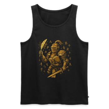 Knight of Books - Literatur & Rüstung - Männer Premium Bio Tank Top - Schwarz - Vorne - Michal (187cm)