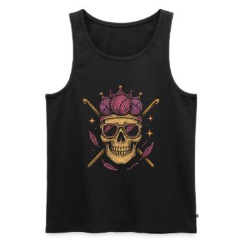 Knitting skull with crown and sunglasses - Men's Premium Organic Tank Top - black - Front - Michal (187cm)