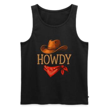 Howdy Cowboy Hut und Bandana Stil - Männer Premium Bio Tank Top - Schwarz - Vorne - Michal (187cm)