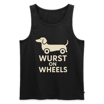 Sausage On Wheels Funny Dachshund - Men's Premium Organic Tank Top - black - Front - Michal (187cm)