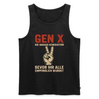 Gen X The Badass Generation Humor - Men's Premium Organic Tank Top - black - Front - AI Model Male 178 light (178cm)