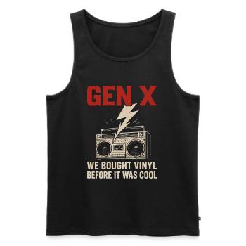 Gen X - Nous avons acheté des vinyles avant que ce ne soit cool - Débardeur bio Premium Homme - noir - Devant - Michal (187cm)