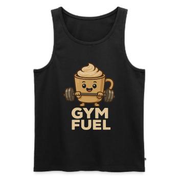 Gym Fuel Café Drôle Dessin animé - Débardeur bio Premium Homme - noir - Devant - Michal (187cm)