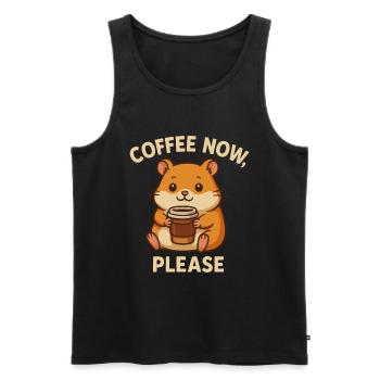 Coffee Now Please Cute Hamster - Men's Premium Organic Tank Top - black - Front - AI Model Male 178 light (178cm)