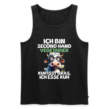 Second Hand Vegetarier - Männer Premium Bio Tank Top - Schwarz - Vorne - AI Model Male 178 light (178cm)