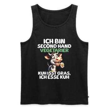 Second Hand Vegetarier - Männer Premium Bio Tank Top - Schwarz - Vorne - AI Model Male 178 light (178cm)