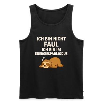 Not lazy – in power saving mode – sloth - Men's Premium Organic Tank Top - black - Front - AI Model Male 178 light (178cm)
