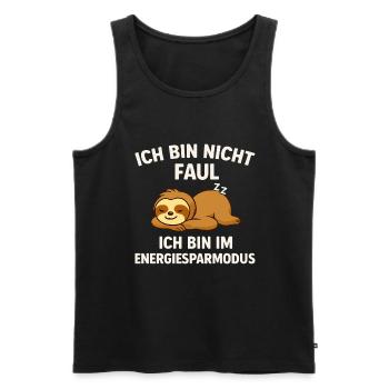 Not lazy – only in energy-saving mode - Men's Premium Organic Tank Top - black - Front - AI Model Male 178 light (178cm)