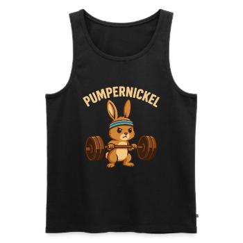 Pumpernickel Power – Funny Muscle Bunny - Men's Premium Organic Tank Top - black - Front - AI Model Male 178 light (178cm)