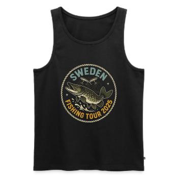 Schweden Angeltour 2025 Abenteuer - Männer Premium Bio Tank Top - Schwarz - Vorne - Michal (187cm)