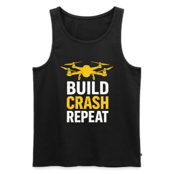 Build Crash Repeat – Drohnenpilot Spruch - Männer Premium Bio Tank Top - Schwarz - Vorne - AI Model Male 178 light (178cm)
