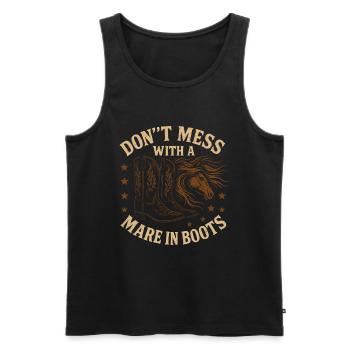 Lass Dich Nicht Mit Einer Stute In Stiefeln Ein - Männer Premium Bio Tank Top - Schwarz - Vorne - Michal (187cm)