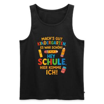 Maternelle Take care, Hey School 2025 - Débardeur bio Premium Homme - noir - Devant - Michal (187cm)