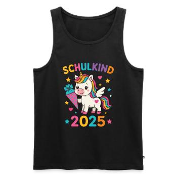 Écolier 2025 Unicorn Cône d’école - Débardeur bio Premium Homme - noir - Devant - AI Model Male 178 light (178cm)