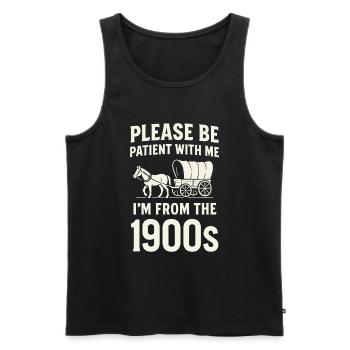 Patience – I'm from the 1900s - Men's Premium Organic Tank Top - black - Front - AI Model Male 178 light (178cm)