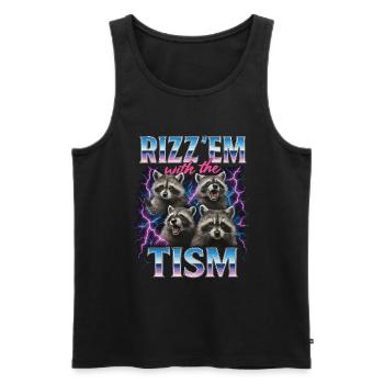Rizz Tism Ratons laveurs Mème Flashes - Débardeur bio Premium Homme - noir - Devant - Michal (187cm)